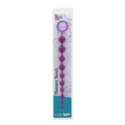 Фиолетовая анальная цепочка PLEASURE BEADS ANAL ROD - 32 см.