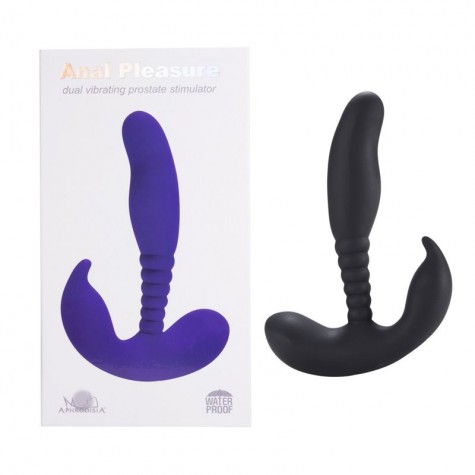 Черный стимулятор простаты Anal Pleasure Dual Vibrating Prostate Stimulator - 13,5 см.